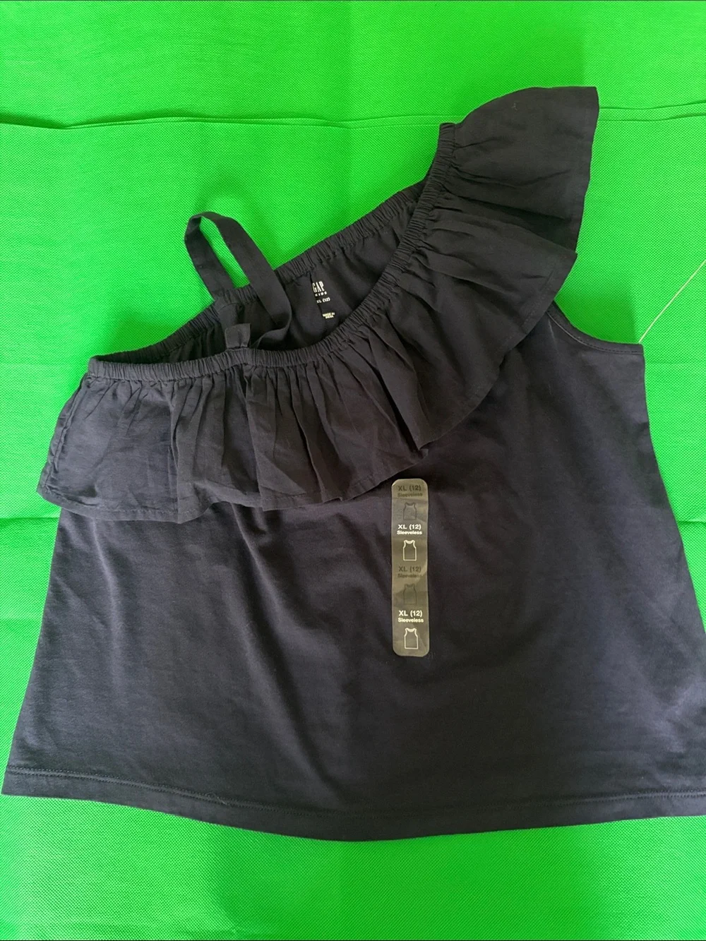 GAP blue girls One-Shoulder Ruffle Tank Top